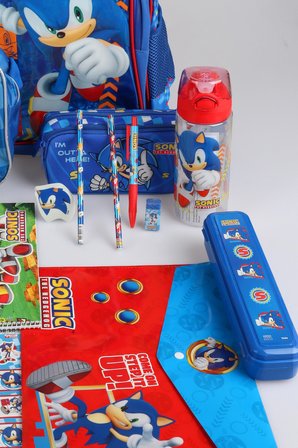 x Dekomus "Speed Force Collection" Lisanslı Sonic Kırtasiye Seti Okul,Kalem ve Beslenme Çantası,Matara,Beslenme Kabı