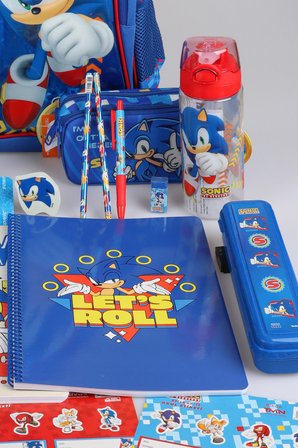 x Dekomus "Speed Force Collection" Lisanslı Sonic Premıum Kırtasiye Seti Okul,Kalem ve Beslenme Çantası,A4 Defter,Matara,Beslenme Kabı