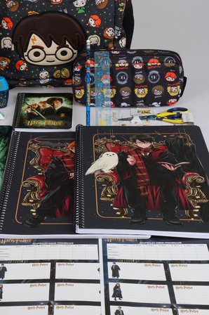 x Dekomus "Wizard Icons Collection" Harry Potter Lisanslı Kırtasiye Seti İlkokul ve Kalem Çantası,700 ml Matara,A4 defter,Makas