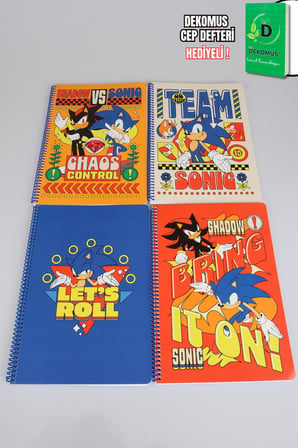 x Dekomus "Speed Force Collection" Sonic A4 Spiralli Kareli Defter 80 Yaprak Tek Adet