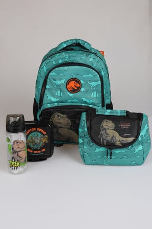  x Dekomus "T-Rex Force Collection" Jurassıc World Lisanslı Okul ve Beslenme Çantası,Matara,Beslenme Kabı Seti