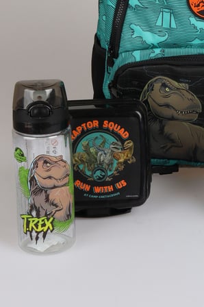 x Dekomus "T-Rex Force Collection" Jurassıc World Lisanslı Okul ve Beslenme Çantası,Matara,Beslenme Kabı Seti