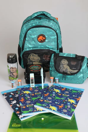  x Dekomus "T-Rex Force Collection" Jurassıc World Lisanslı Kırtasiye Seti Okul ve Beslenme Çantası,Matara,Beslenme Kabı Seti