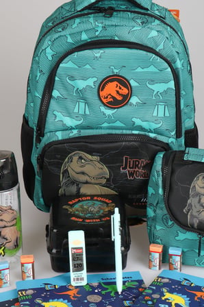  x Dekomus "T-Rex Force Collection" Jurassıc World Lisanslı Kırtasiye Seti Okul ve Beslenme Çantası,Matara,Beslenme Kabı Seti