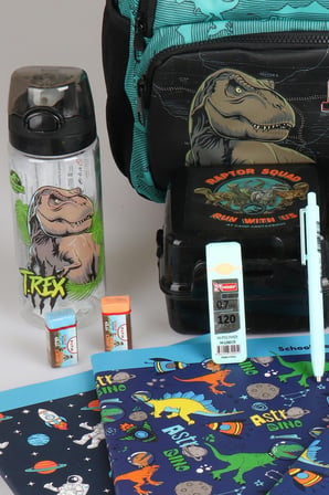  x Dekomus "T-Rex Force Collection" Jurassıc World Lisanslı Kırtasiye Seti Okul ve Beslenme Çantası,Matara,Beslenme Kabı Seti