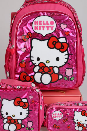  x Dekomus "Love Shine Collection" Hello Kitty Lisanslı Ortopedik İlkokul,Beslenme ve Kalem Çantası Seti 