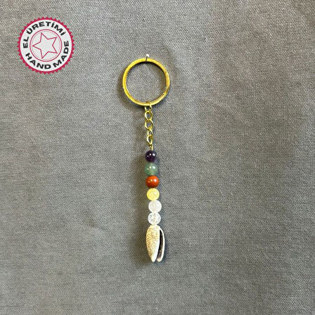 Uretti - Tuğba 6667 7638 El Yapımı Doğal Taş Çakra Anahtarlık / 13 Cm