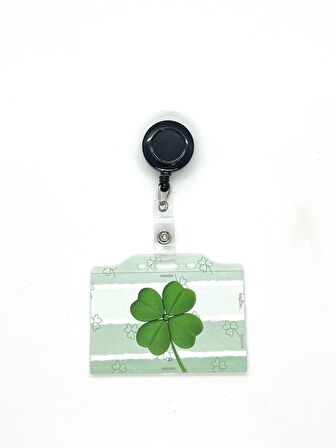 4 Yapraklı Yonca Temalı Yatay Kart Kabı Kart Koruyucu 