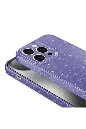 Apple iPhone 15 Pro Uyumlu Simli Görünüm Kamera Korumalı Kadın Telefon Kılıfı Kapak