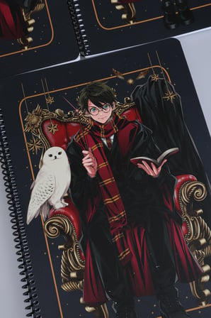 x Dekomus  "Wizard Icons Collection" Harry Potter A4 Spiralli Kareli Defter 80 Yaprak Tek Adet