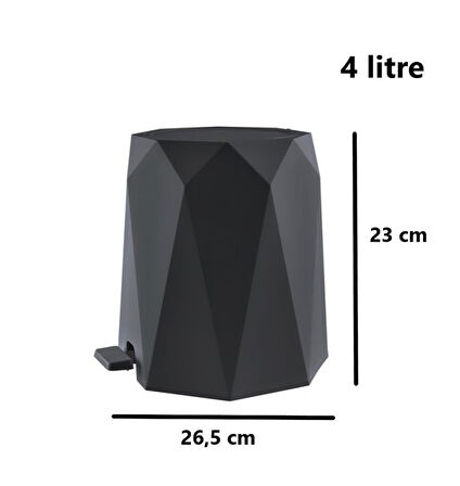 Omnipazar ELF-476 Geo Plastik Pedallı Çöp Kovası 4 Litre Antrasit (116)