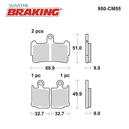 SİNTERLİ ÖN FREN BALATASI / HONDA / VFR 1200 F DCT / 1200cc / ÖN İKİ TAKIM KULLANIR / 2010-2011-2012-2013-2014-2015-2016