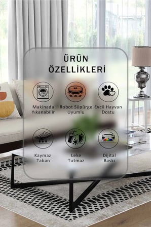 Yıkanabilir Kaymaz Taban Dijital Baskılı Halı ve Yolluk – Leke Tutmaz Salon & Mutfak Halısı