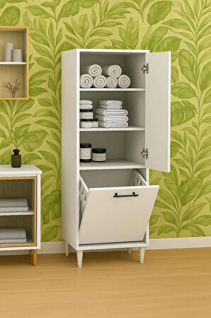  Orkide 2 Kapaklı Kirli Çamaşır Sepeti Dolabı 60x150