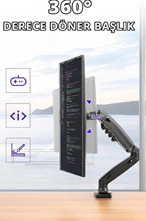 Tayfun 21.5''inç  Lcd Led Monitör Masa Üstü  Full Hareketli Askı Aparatı