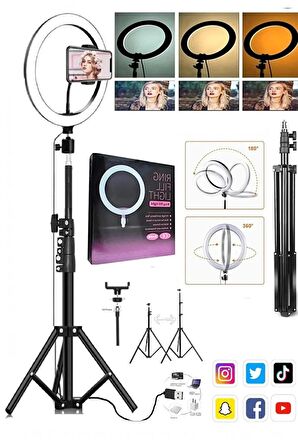 10"inç ring light Youtuber Tiktok Çekim Işıklı Telefon Tutucu Influencer Makyaj Işığı