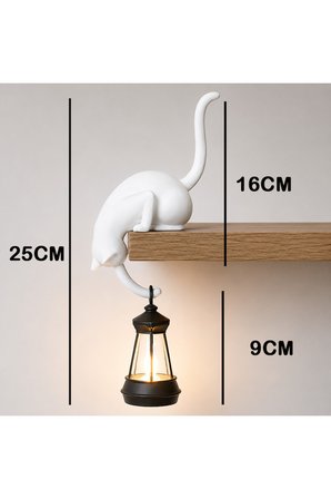 Modern & Şık - Minimalist Kedi Tasarımlı Dekoratif Raf Lambası – Gece Lambası
