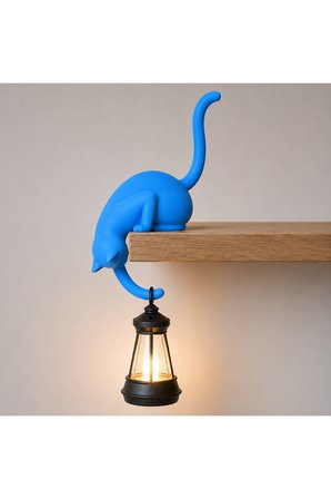 Modern & Şık - Minimalist Kedi Tasarımlı Dekoratif Raf Lambası – Gece Lambası
