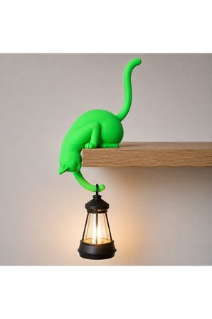 Modern & Şık - Minimalist Kedi Tasarımlı Dekoratif Raf Lambası – Gece Lambası