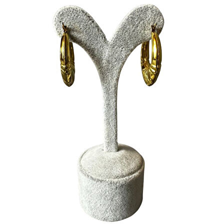 Uretti - İREM 3914 0749 Midye Desenli Şeritli Çelik Halka Küpe