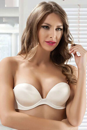 Çift Destekli Straplez Sütyen | Ekru