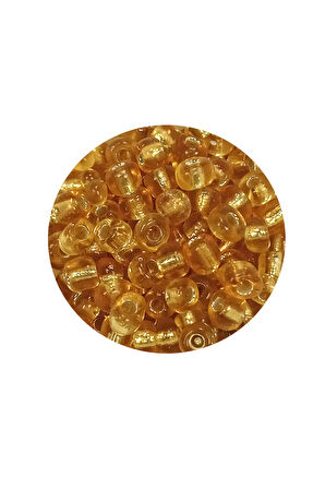 Dökme Cam Kum Boncuk Büyük Boy (6/0) 4 mm - 20 Gram - Şeffaf Bal - BNC083
