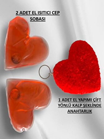 Cep Sobası Kalpli Sihirli Jel El Isıtıcısı Cep Sobası El Yapımı Kalp Şeklinde Anahtarlık 