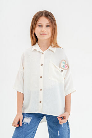 Kız Çocuk Cep Detaylı Gömlek 3120