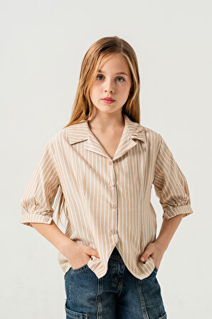 Kız Çocuk Beden Pileli Gömlek 3151