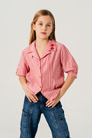 Kız Çocuk Beden Pileli Gömlek 3151