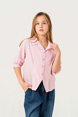 Kız Çocuk Beden Pileli Gömlek 3151