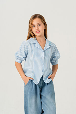 Kız Çocuk Beden Pileli Gömlek 3151