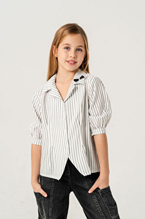 Kız Çocuk Beden Pileli Gömlek 3151