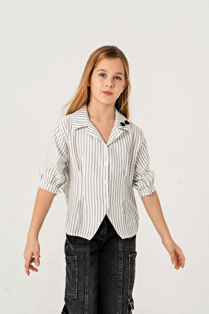 Kız Çocuk Beden Pileli Gömlek 3151