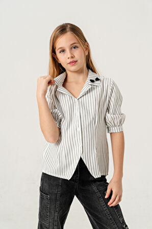 Kız Çocuk Beden Pileli Gömlek 3151