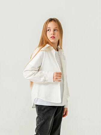 Kız Çocuk Cep Dantelli Gömlek T-Shirt İkili Takım 1803