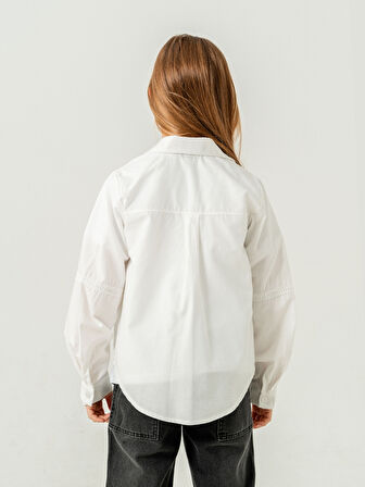 Kız Çocuk Cep Dantelli Gömlek T-Shirt İkili Takım 1803