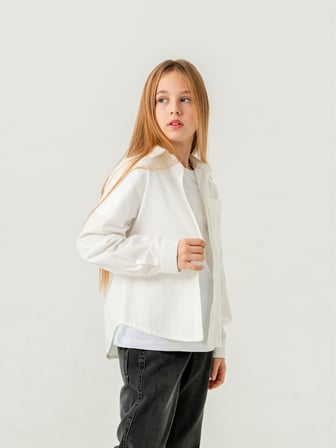 Kız Çocuk Cep Dantelli Gömlek T-Shirt İkili Takım 1803
