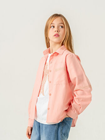 Kız Çocuk Cep Dantelli Gömlek T-Shirt İkili Takım 1803