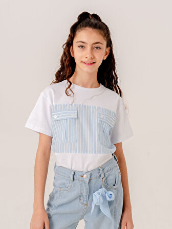 Kız Çocuk Çizgili T-Shirt 1700