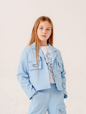 Kız Çocuk D Tokalı Ceket T-Shirt İkili Takım 1903