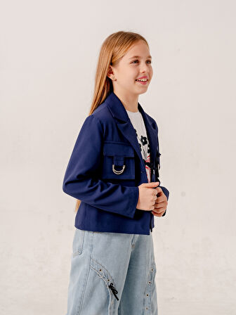 Kız Çocuk D Tokalı Ceket T-Shirt İkili Takım 1903