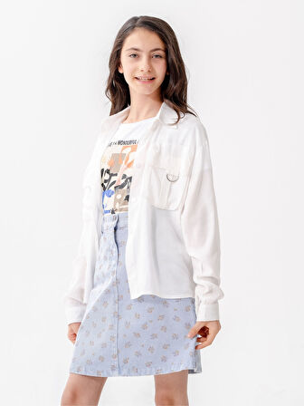 Kız Çocuk D Tokalı Ceket T-Shirt İkili Takım 1806