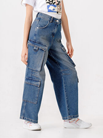 Kız Çocuk Diz Pensli Kot Pantolon 2197