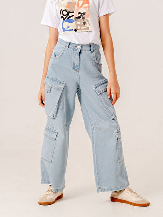 Kız Çocuk Diz Pensli Kot Pantolon 2197