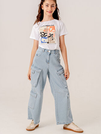 Kız Çocuk Diz Pensli Kot Pantolon 2197