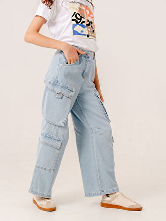 Kız Çocuk Diz Pensli Kot Pantolon 2197