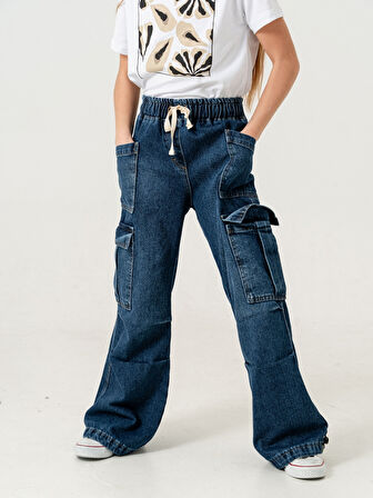 Kız Çocuk Dizi Pileli İspanyol Kot Pantolon 2200