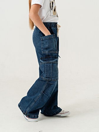 Kız Çocuk Dizi Pileli İspanyol Kot Pantolon 2200