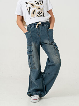 Kız Çocuk Dizi Pileli İspanyol Kot Pantolon 2200